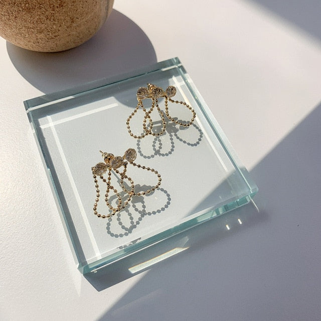 Triple Diamonds Chain Earrings