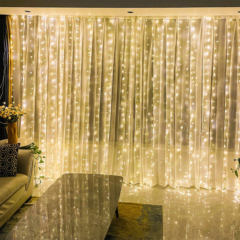 Curtain of String Lights with Remote