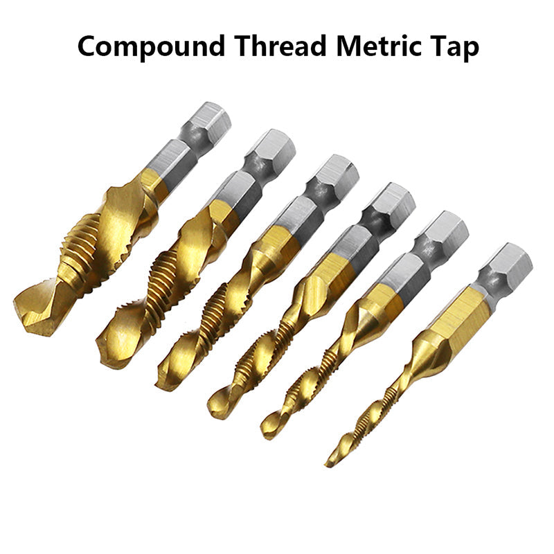 Gold Drill Tap Bits Set