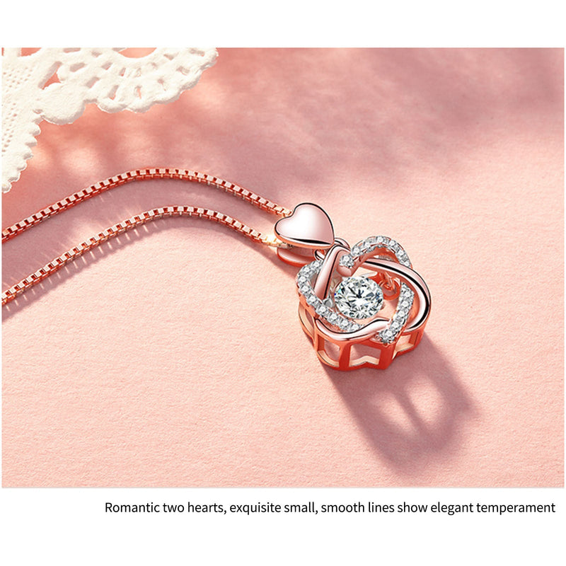 Sterling Silver Shimmering Heart Stone Necklace