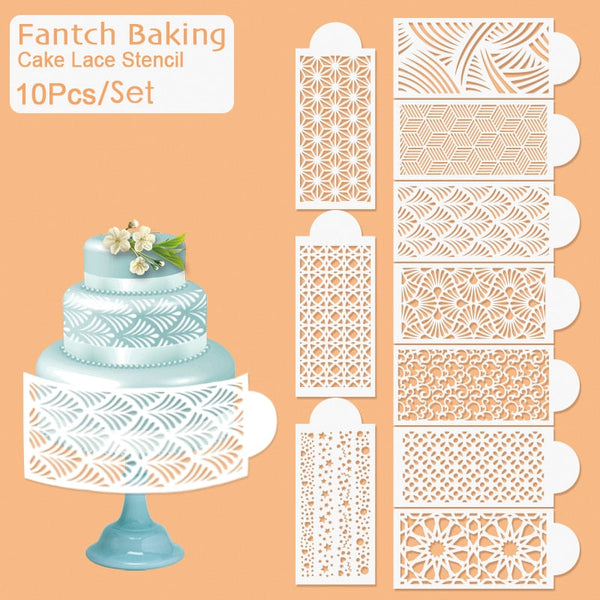 Cake Lace Decoration Stencil Set (10pcs)