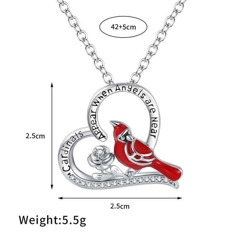 Cardinal Heart Pendant Necklace