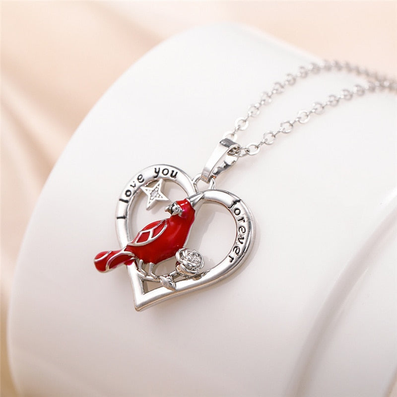 Cardinal Heart Pendant Necklace