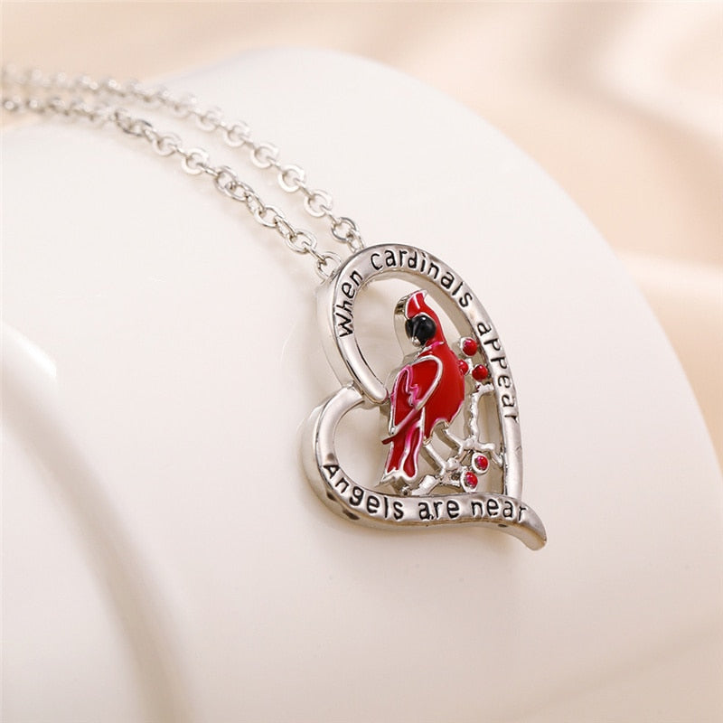 Cardinal Heart Pendant Necklace