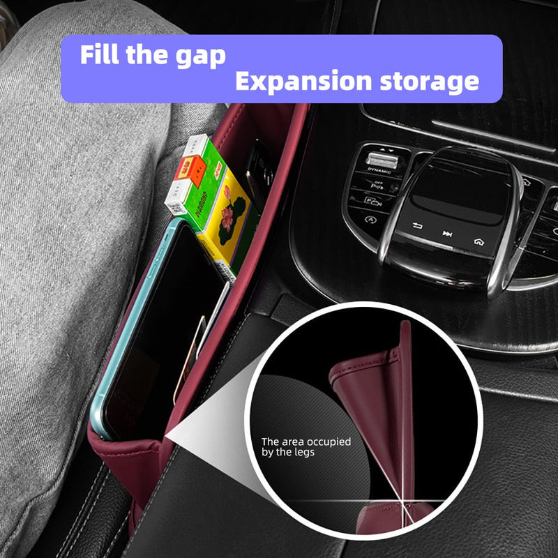 Leather Car Seat Slot Storage Box