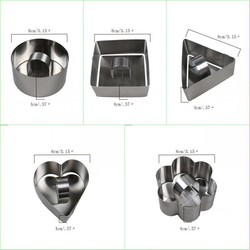 Stainless Steel Mini 3D Cake Mold - 10 PCS SET